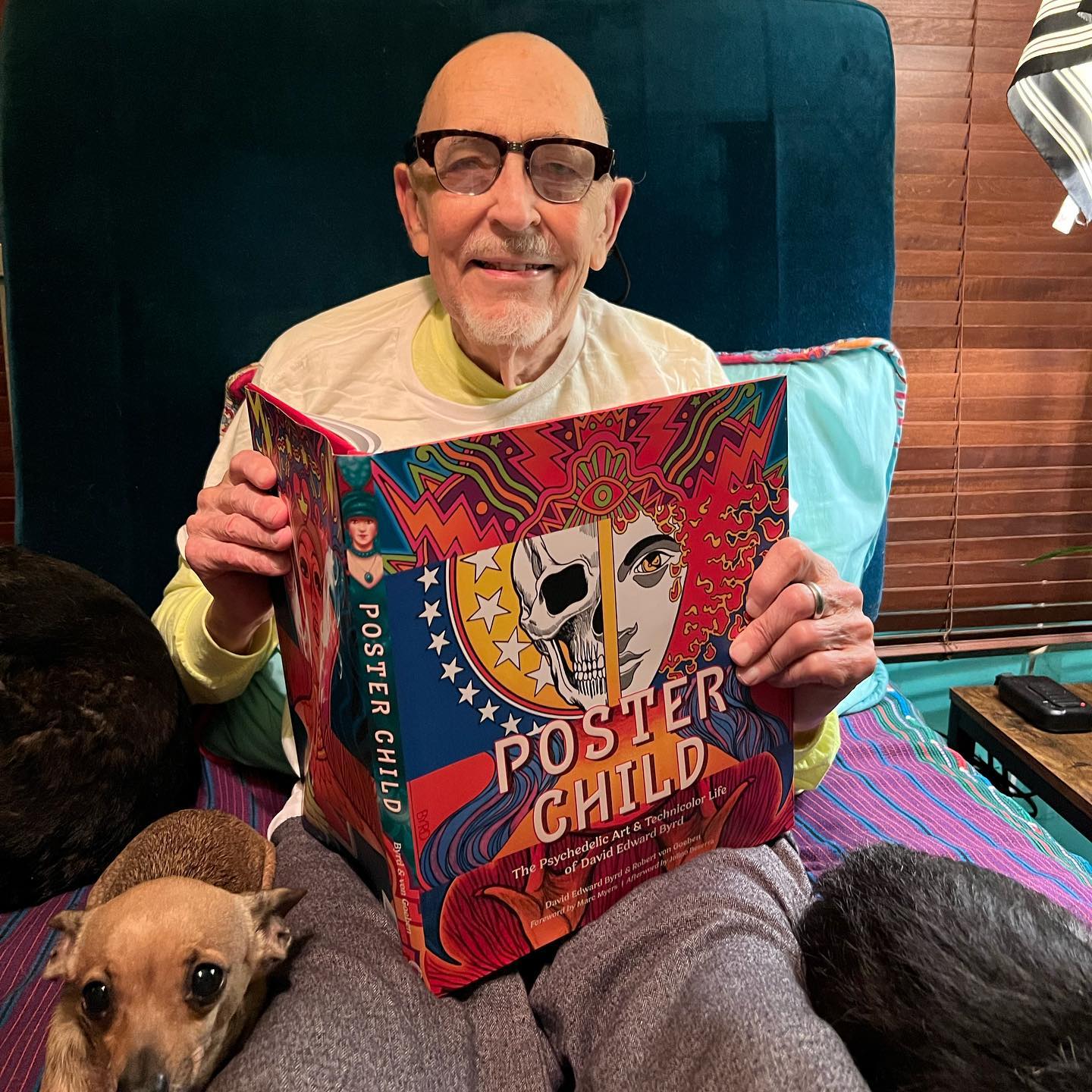 David Edward Byrd holding Poster Child book