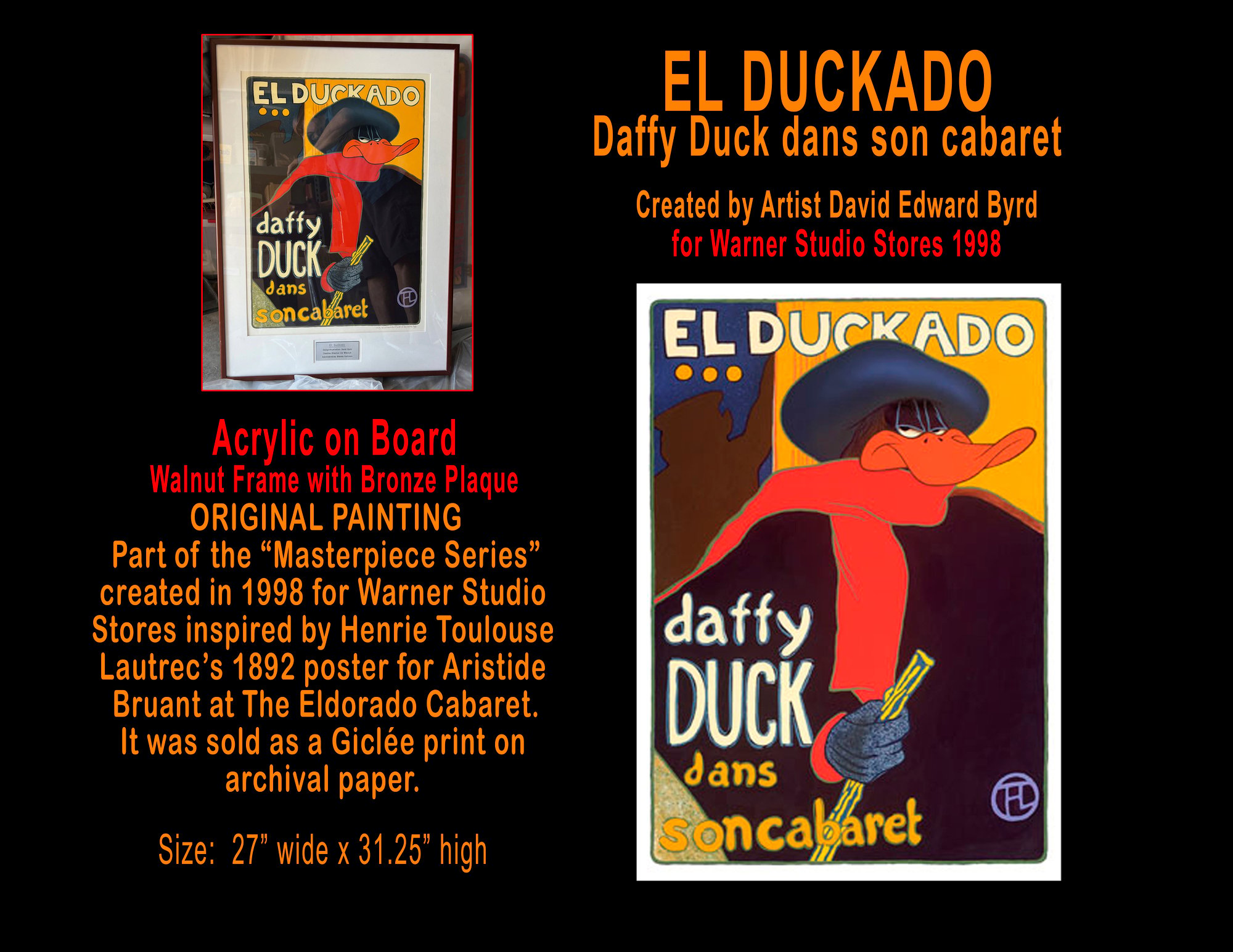 "EL DUCKADO" Daffy Duck dans son Cabaret - Original Painting 1998